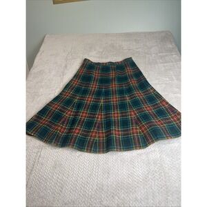 Vintage Tartan Maxi Skirt Red Plaid A Line Wool Academia Preppy 33" Waist